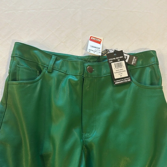 AMERICAN STITCH Men’s Stretch Faux Leather Cargo Pants green size‎ 36 NWT - Picture 3 of 5